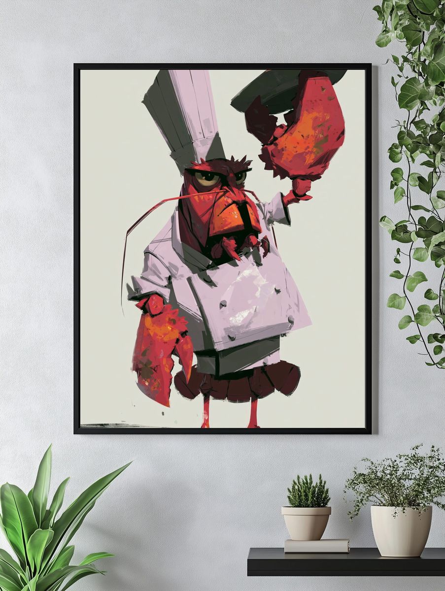 Angry Chef Bird Illustration Poster. — room view 4