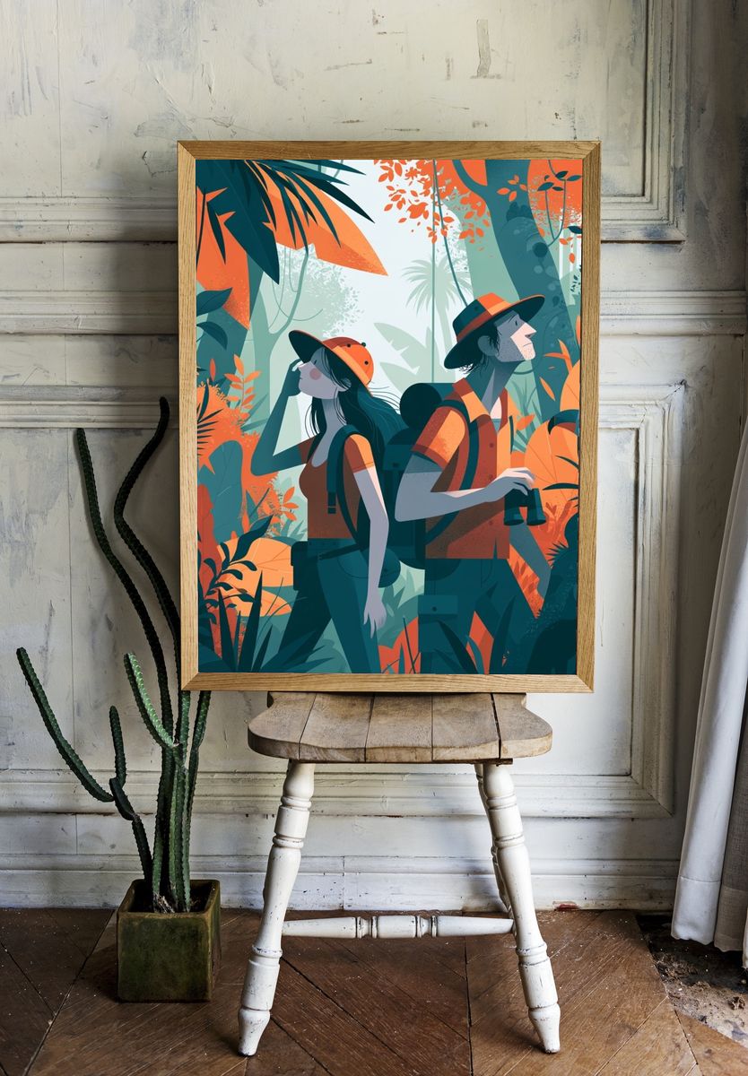 Jungle Explorers Illustration Poster. room preview