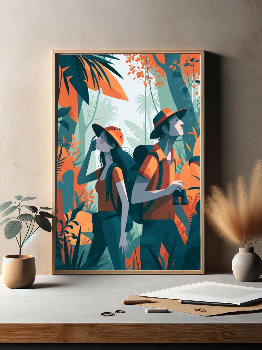 Jungle Explorers Illustration Poster. — room view 2