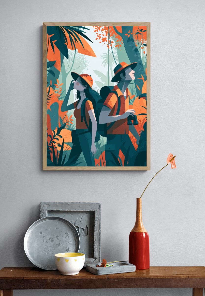 Jungle Explorers Illustration Poster. — room view 3