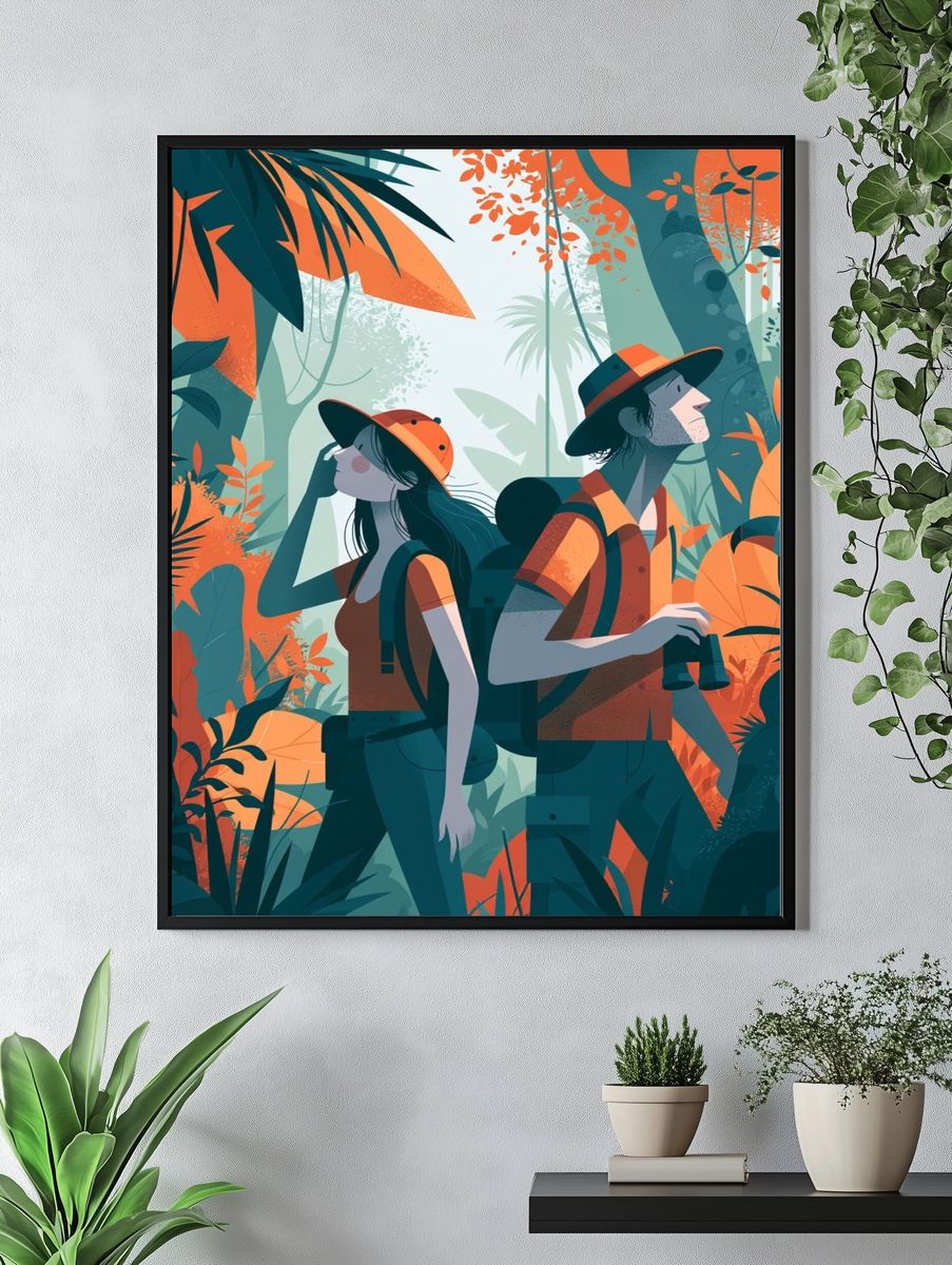 Jungle Explorers Illustration Poster. — room view 4