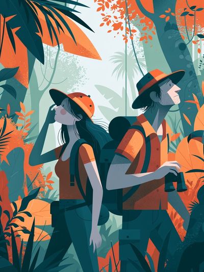Jungle Explorers Illustration Poster. poster