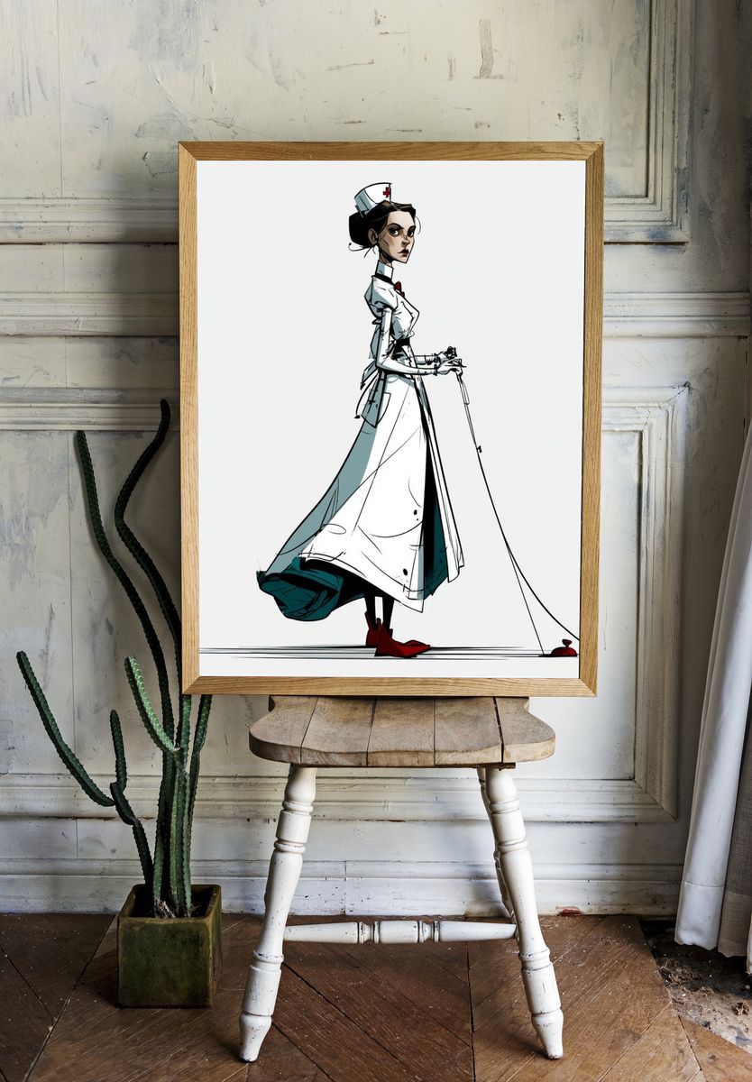 Nurse Fashion Illustration Poster. room preview