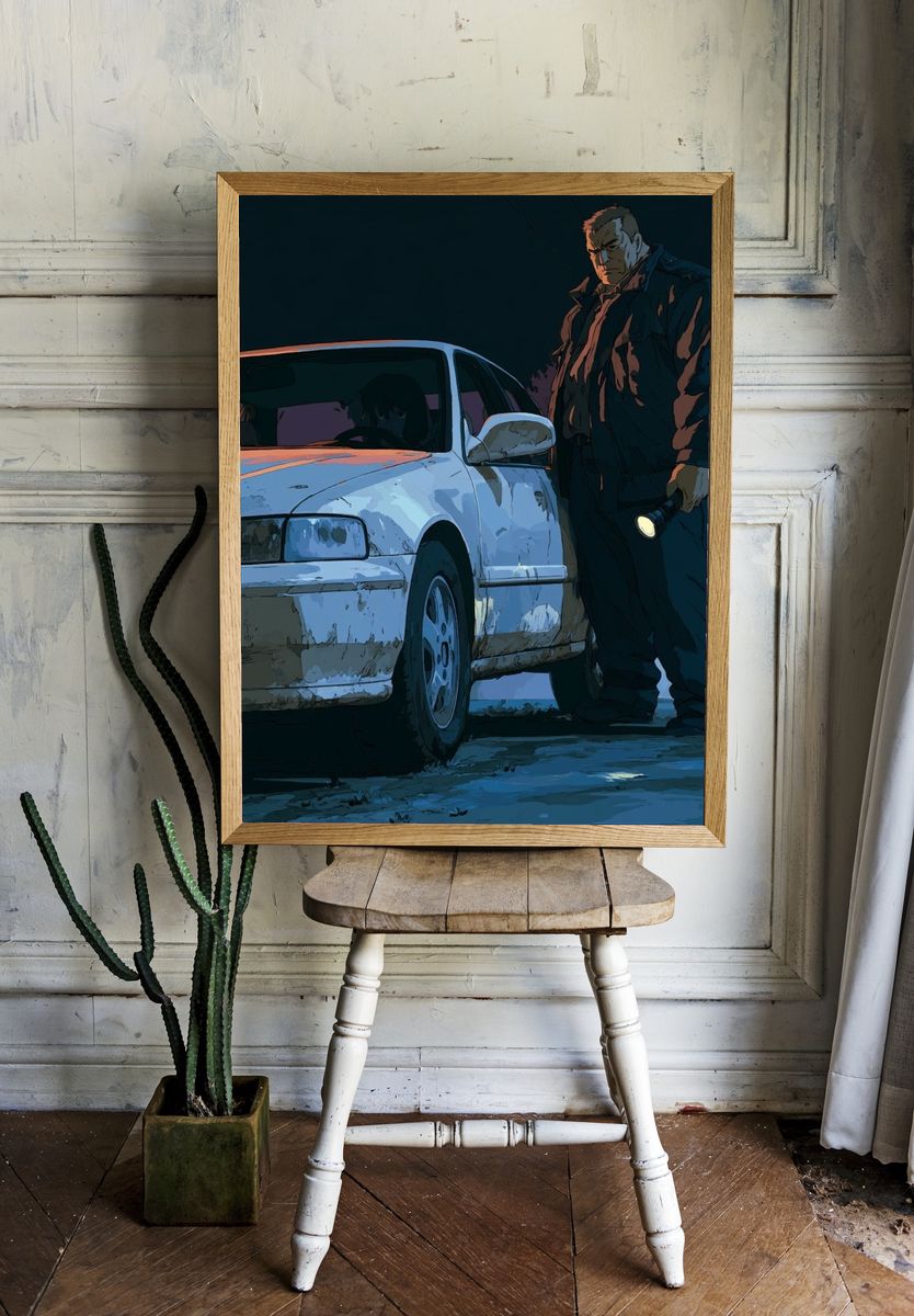 Noir Detective Car Scene Poster. — room view 1