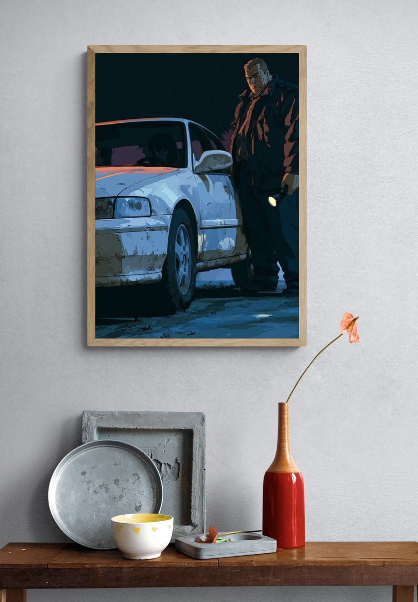 Noir Detective Car Scene Poster. — room view 3
