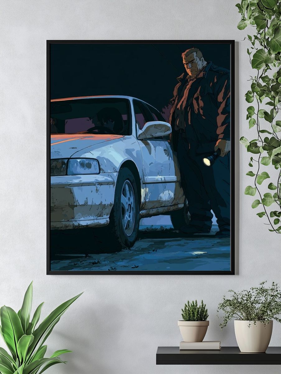 Noir Detective Car Scene Poster. — room view 4