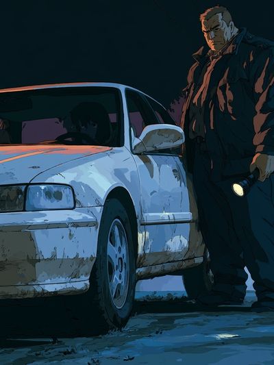 Noir Detective Car Scene Poster. poster