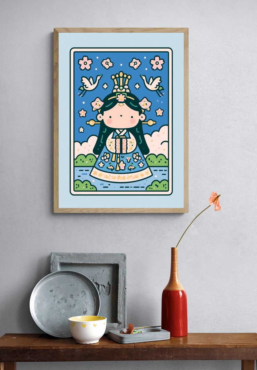 Kawaii Princess Illustration Poster. — room view 3