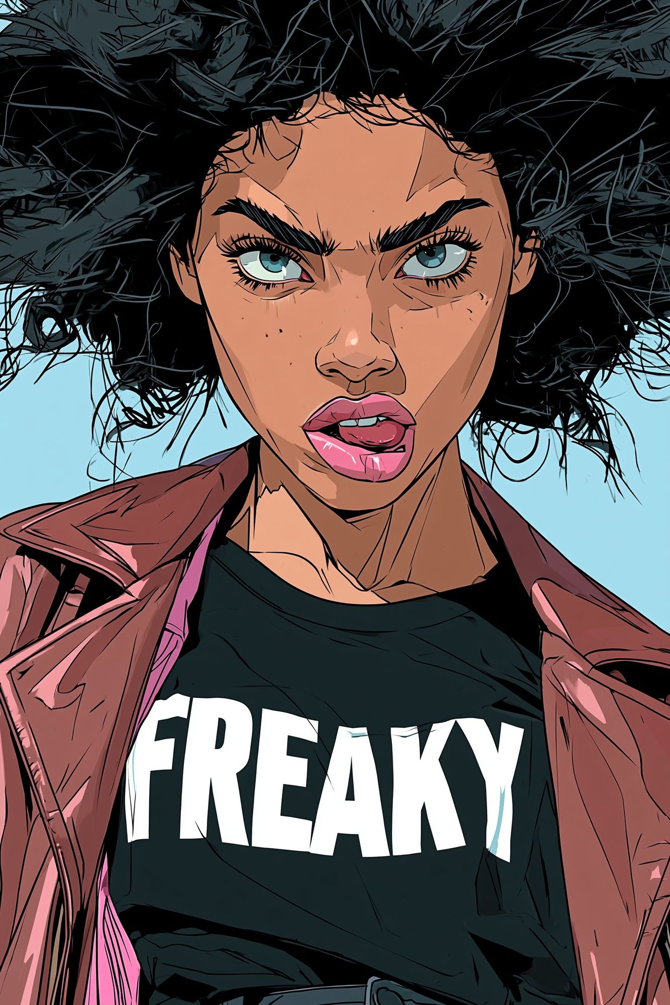 Freaky Comic Portrait Poster. poster detail