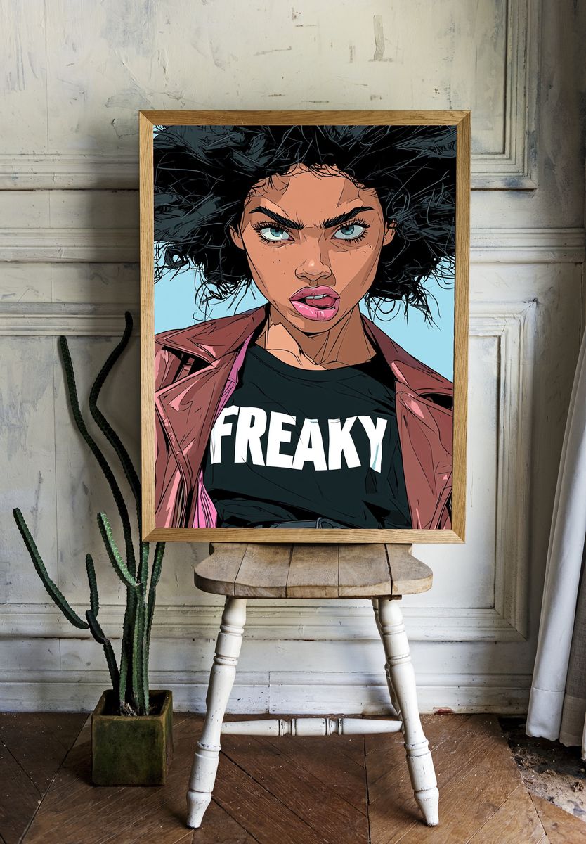 Freaky Comic Portrait Poster. — room view 1