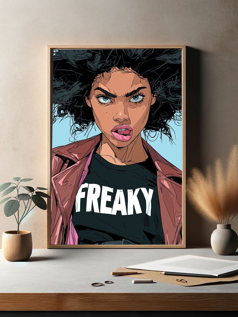 Freaky Comic Portrait Poster. — room view 2