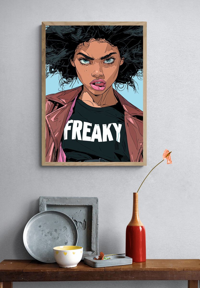 Freaky Comic Portrait Poster. — room view 3
