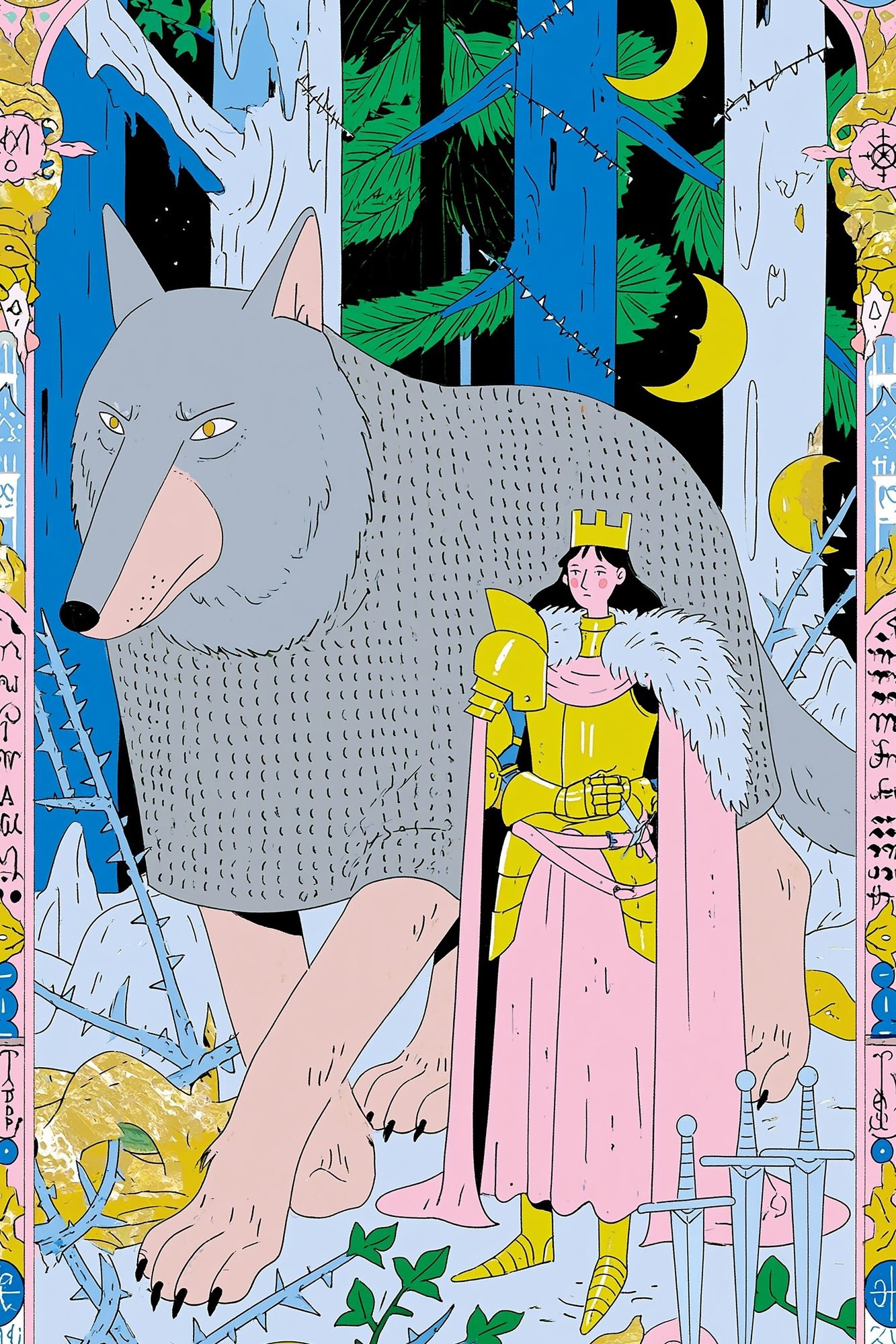 Wolf and Knight Fantasy Illustration Poster. poster — illustration art
