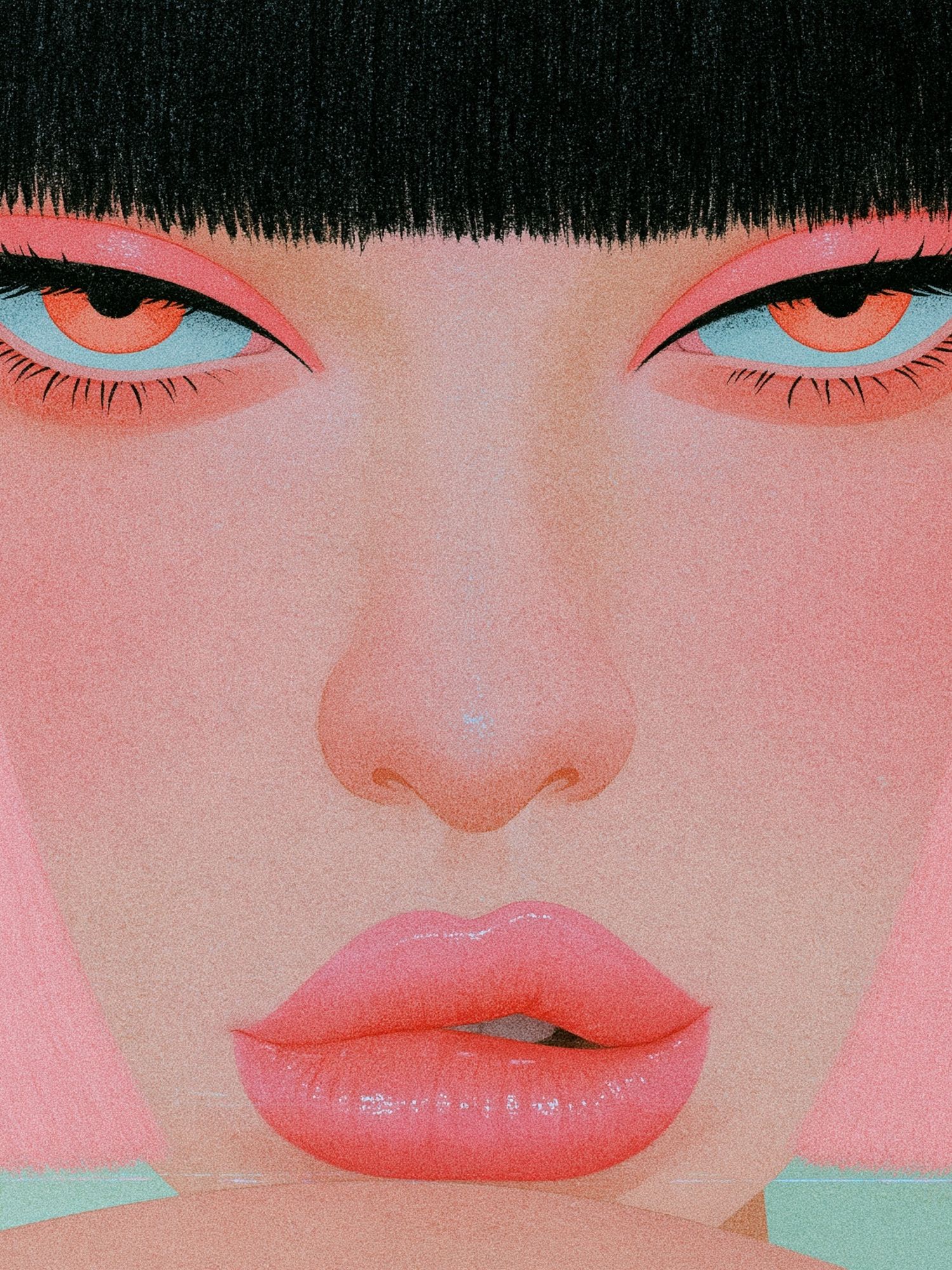 Neon Gaze Portrait Print. poster — illustration art