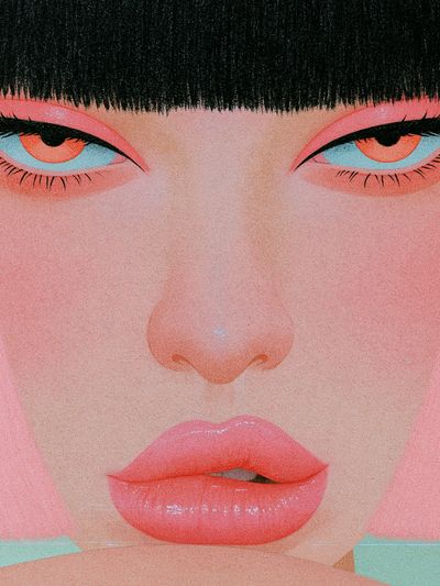 Neon Gaze Portrait Print.