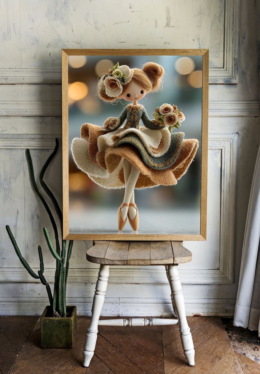 Floral Doll Portrait Print. room preview