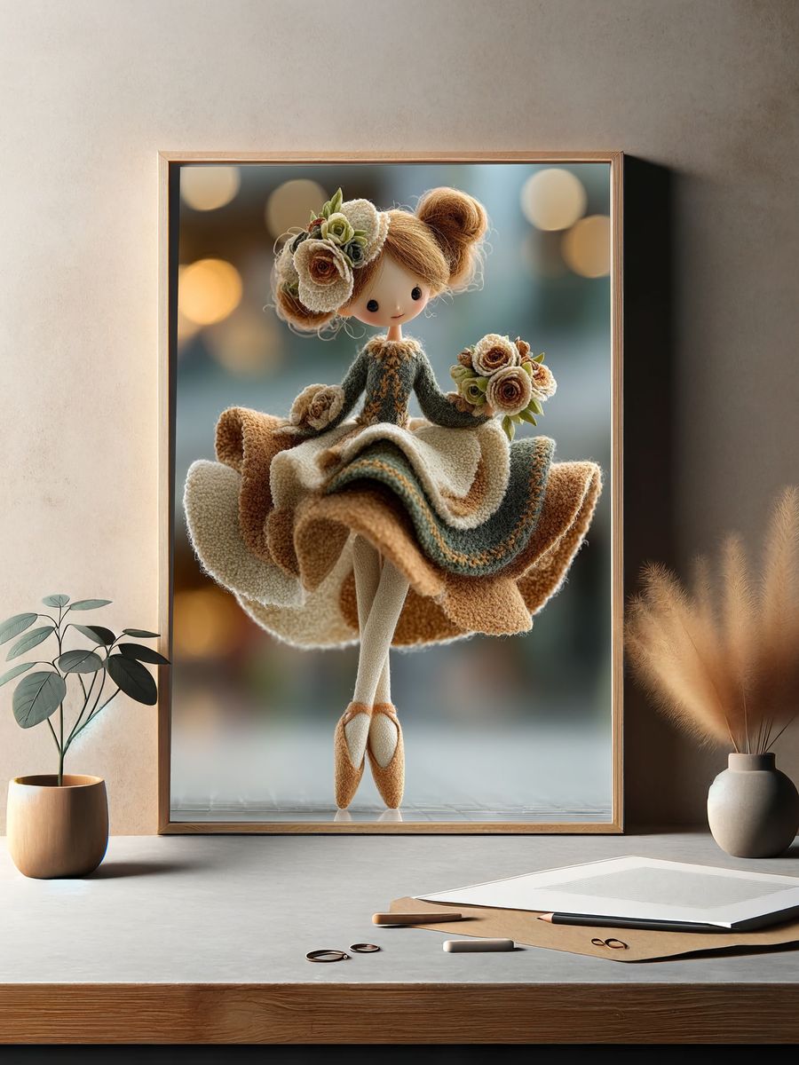 Floral Doll Portrait Print. — room view 2