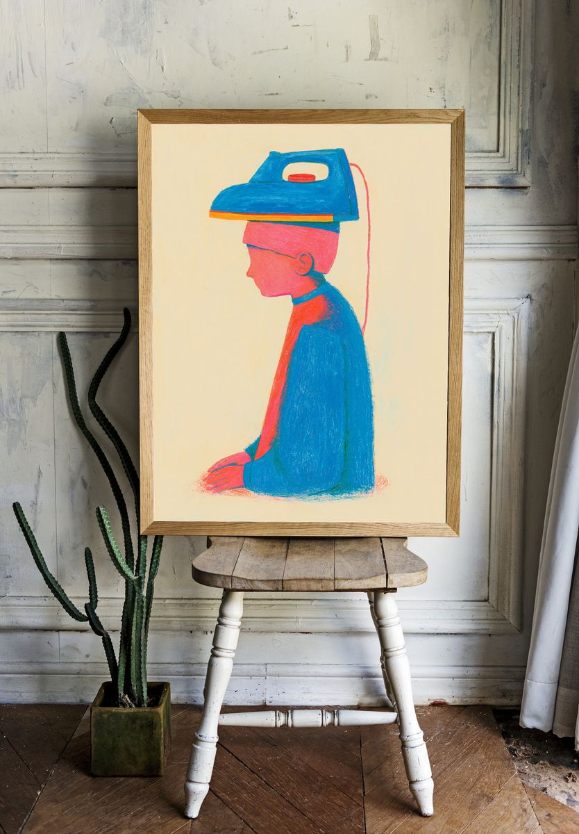 Iron Head Profile Illustration Poster. — room view 1