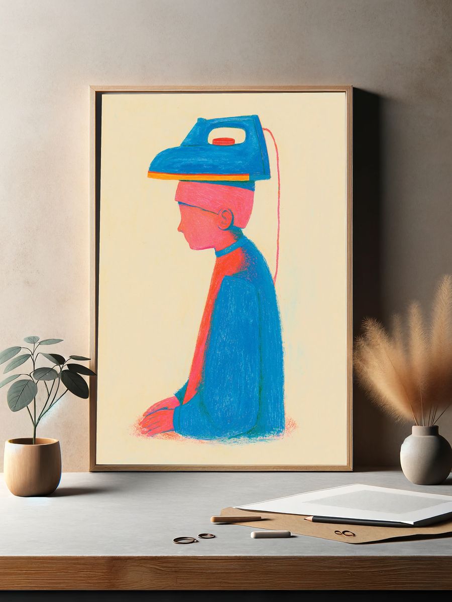 Iron Head Profile Illustration Poster. — room view 2