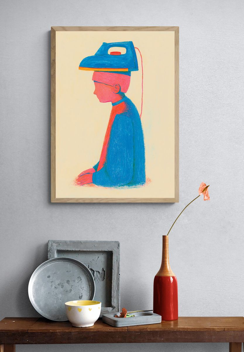 Iron Head Profile Illustration Poster. — room view 3