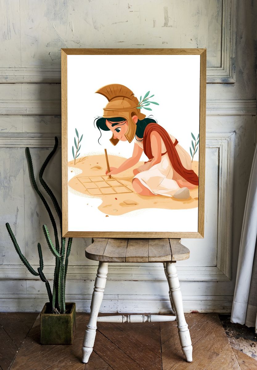 Greek Warrior Girl Illustration Poster. — room view 1