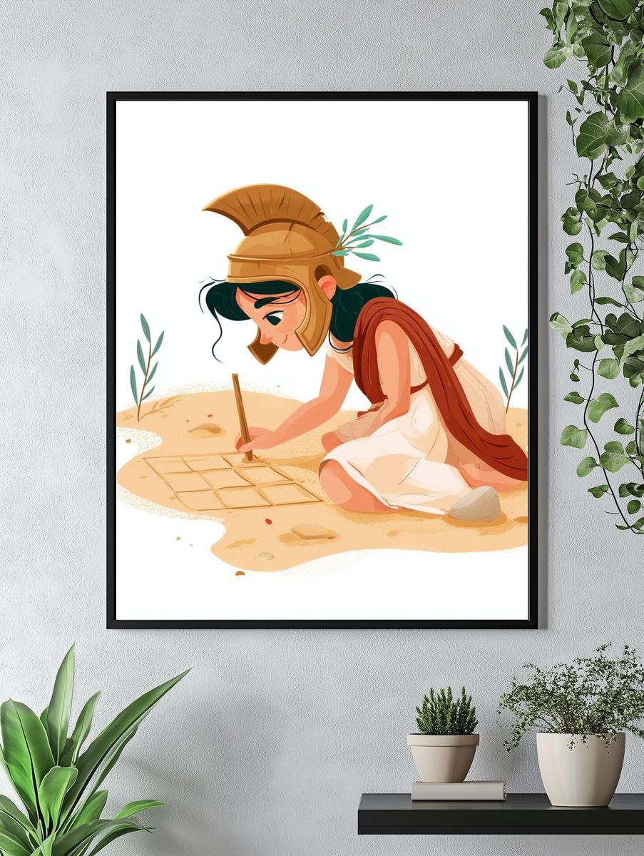 Greek Warrior Girl Illustration Poster. — room view 4