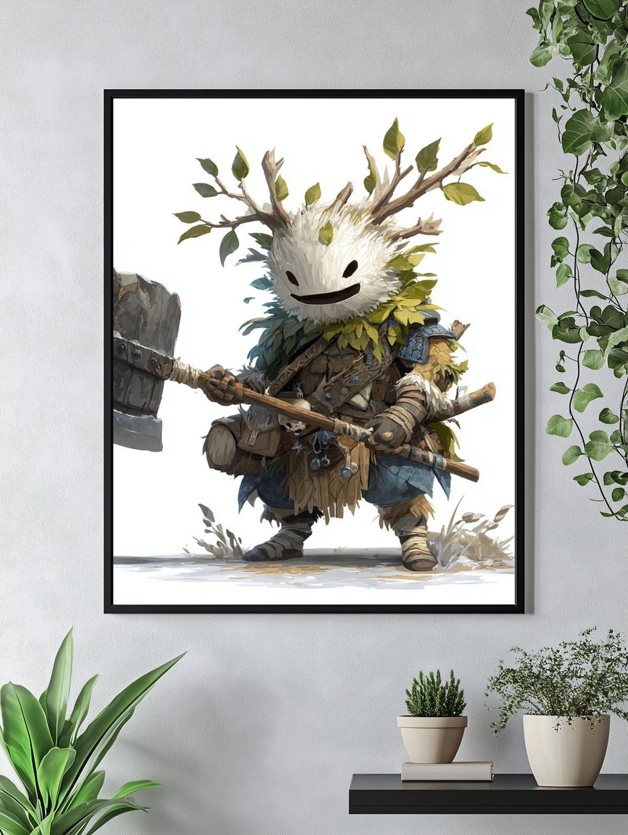 Forest Spirit Warrior Illustration Poster. — room view 4