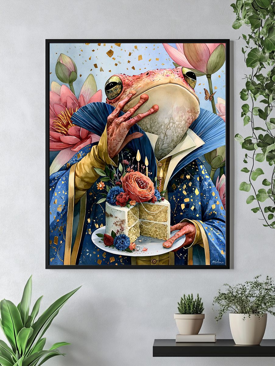 Frog Tea Party Illustration Poster. — room view 4