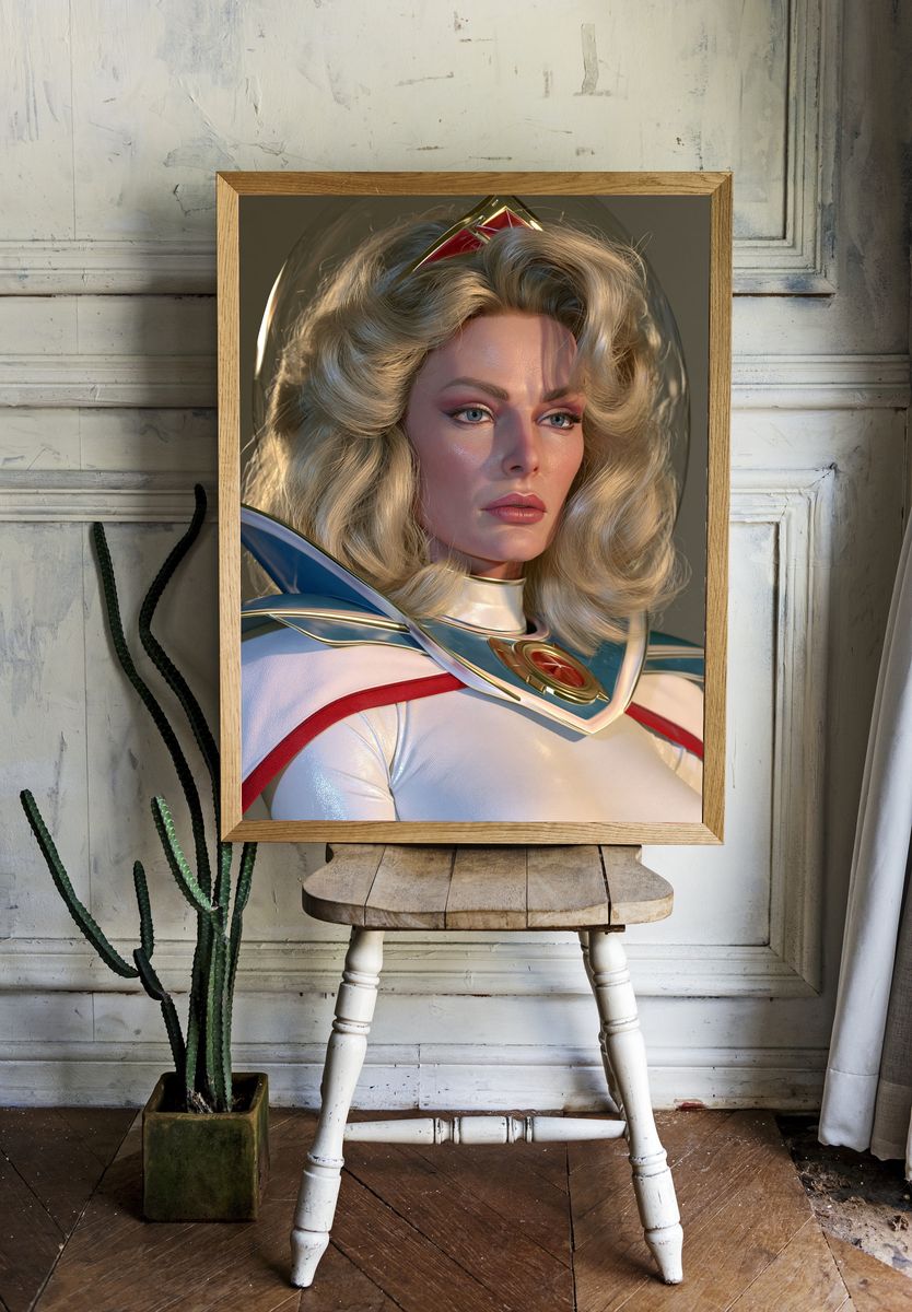 Retro Sci-Fi Heroine Portrait Poster. room preview