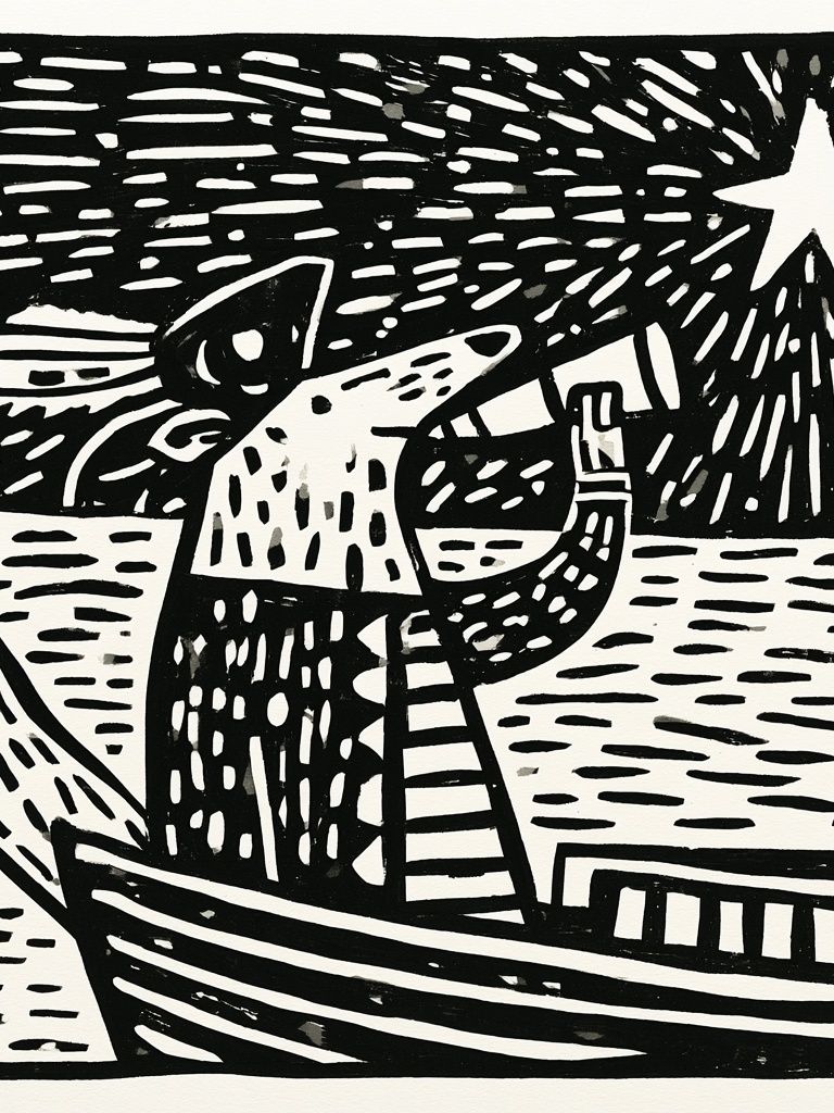 Starry Night Sailor Print. poster detail
