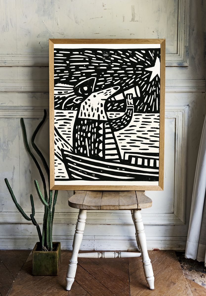 Starry Night Sailor Print. room preview