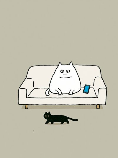 Cat on Sofa Illustration Poster. poster
