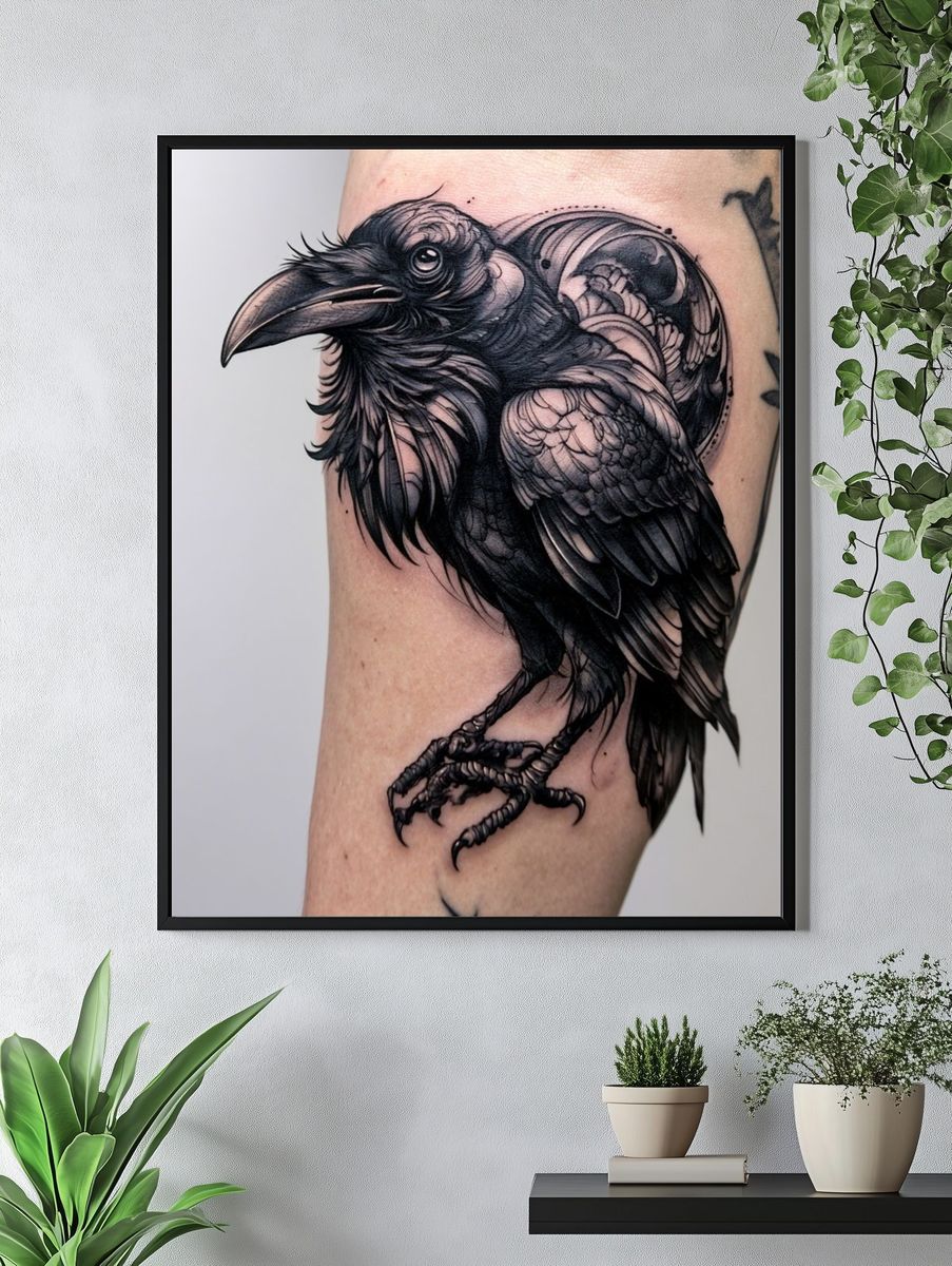 Raven Tattoo Illustration Poster. — room view 4