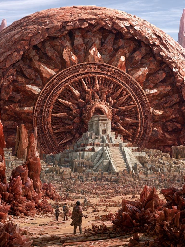 Crystal Desert Temple Sci-Fi Print. poster — illustration art
