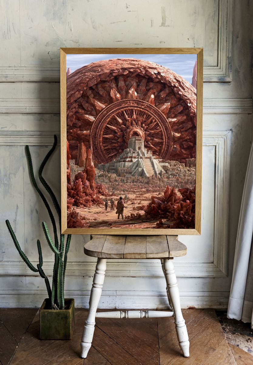 Crystal Desert Temple Sci-Fi Print. room preview