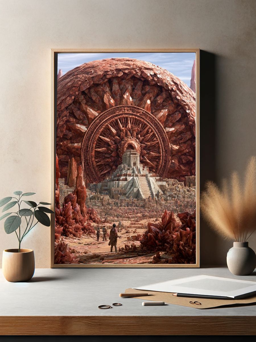 Crystal Desert Temple Sci-Fi Print. — room view 2