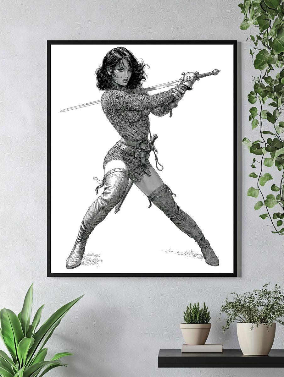 Sword Warrior Illustration Poster. — room view 4