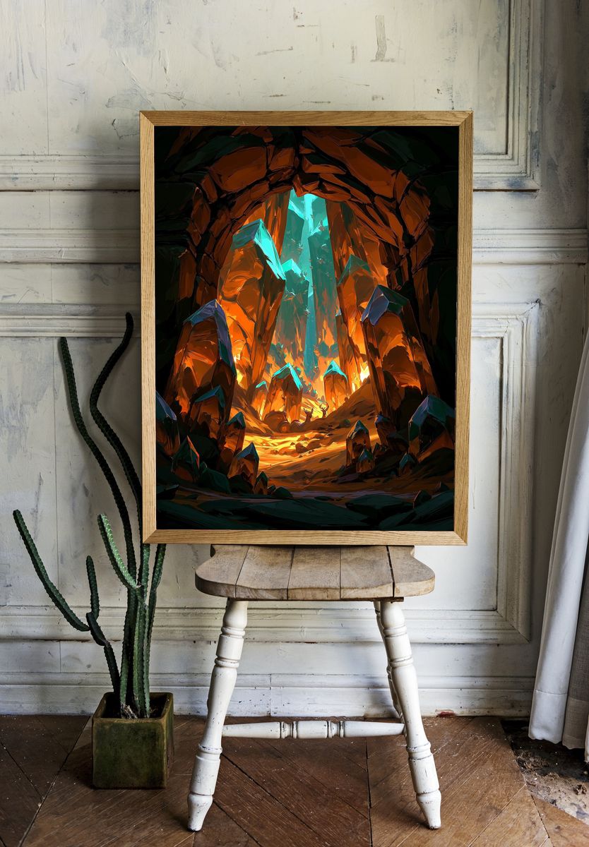 Crystal Cavern Digital-Art Poster. room preview