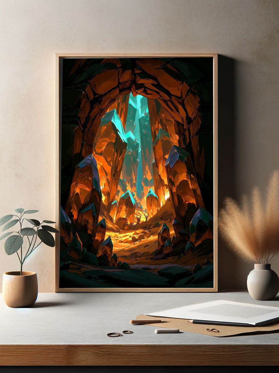 Crystal Cavern Digital-Art Poster. — room view 2