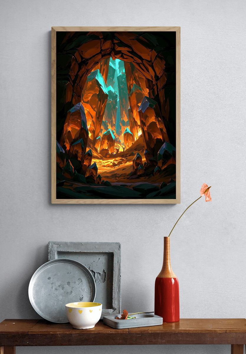 Crystal Cavern Digital-Art Poster. — room view 3