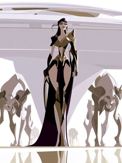Futuristic Warrior Queen Illustration Poster.