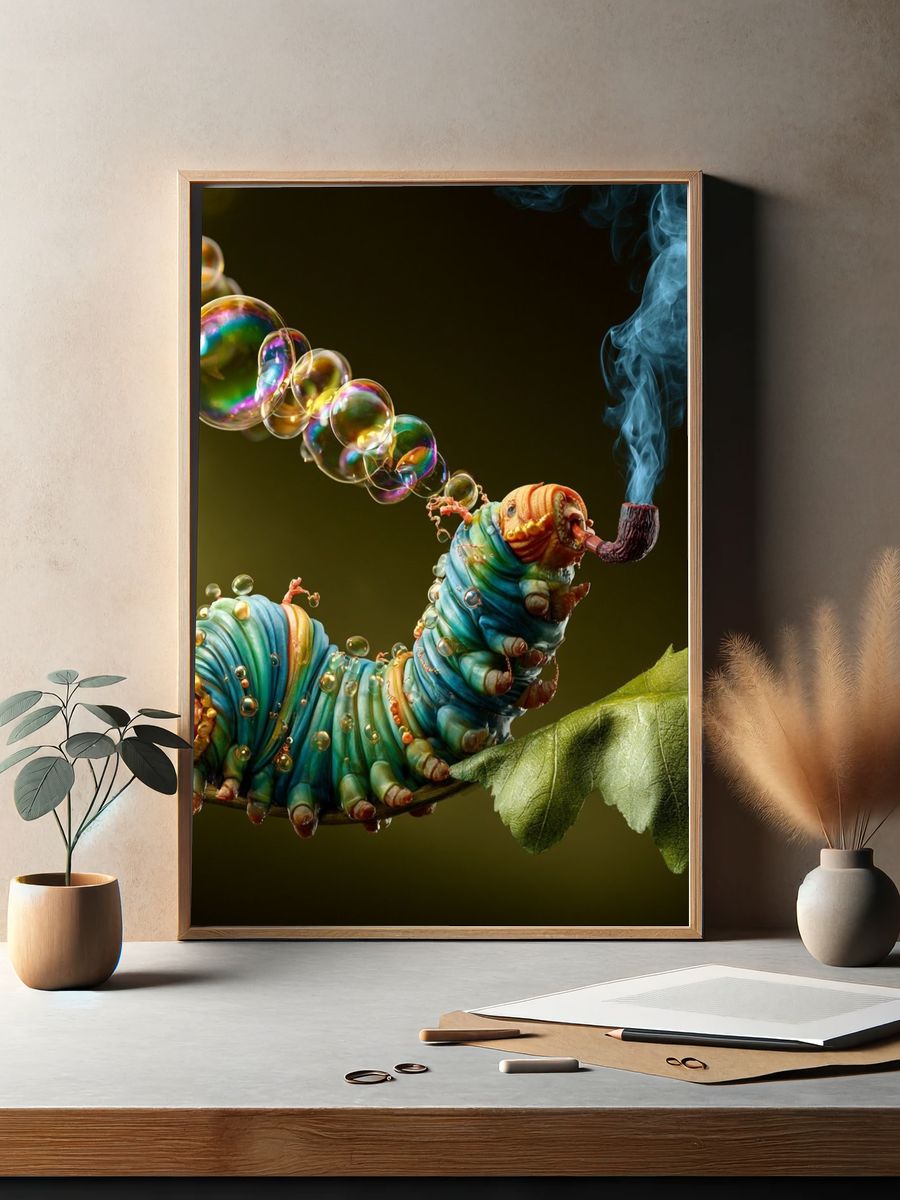 Surreal Caterpillar Smoke Poster. — room view 2
