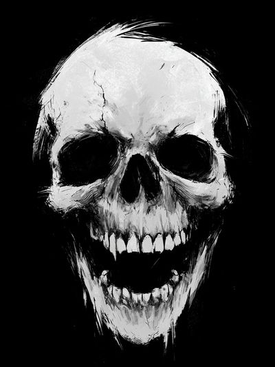 Grinning Skull Black-White Poster.