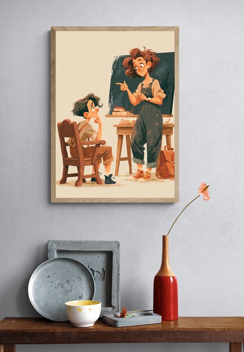 Teacher and Student Illustration Poster. — room view 3