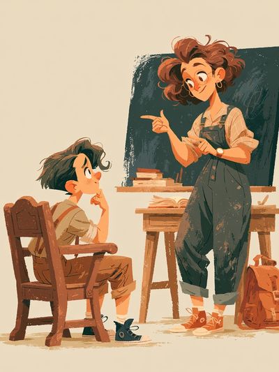 Teacher and Student Illustration Poster. poster print
