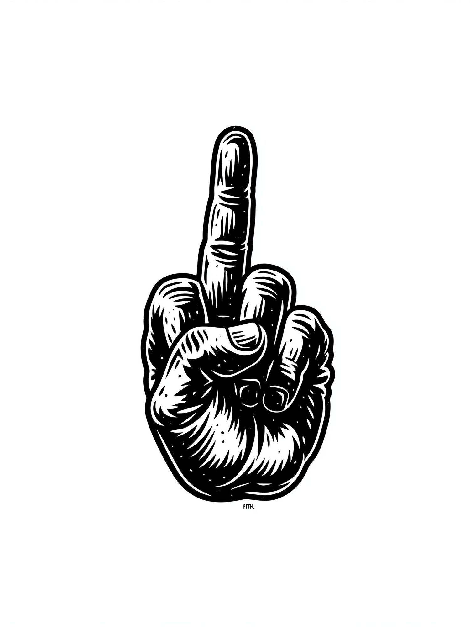 Middle Finger Hand Line-Art Poster. poster — illustration art