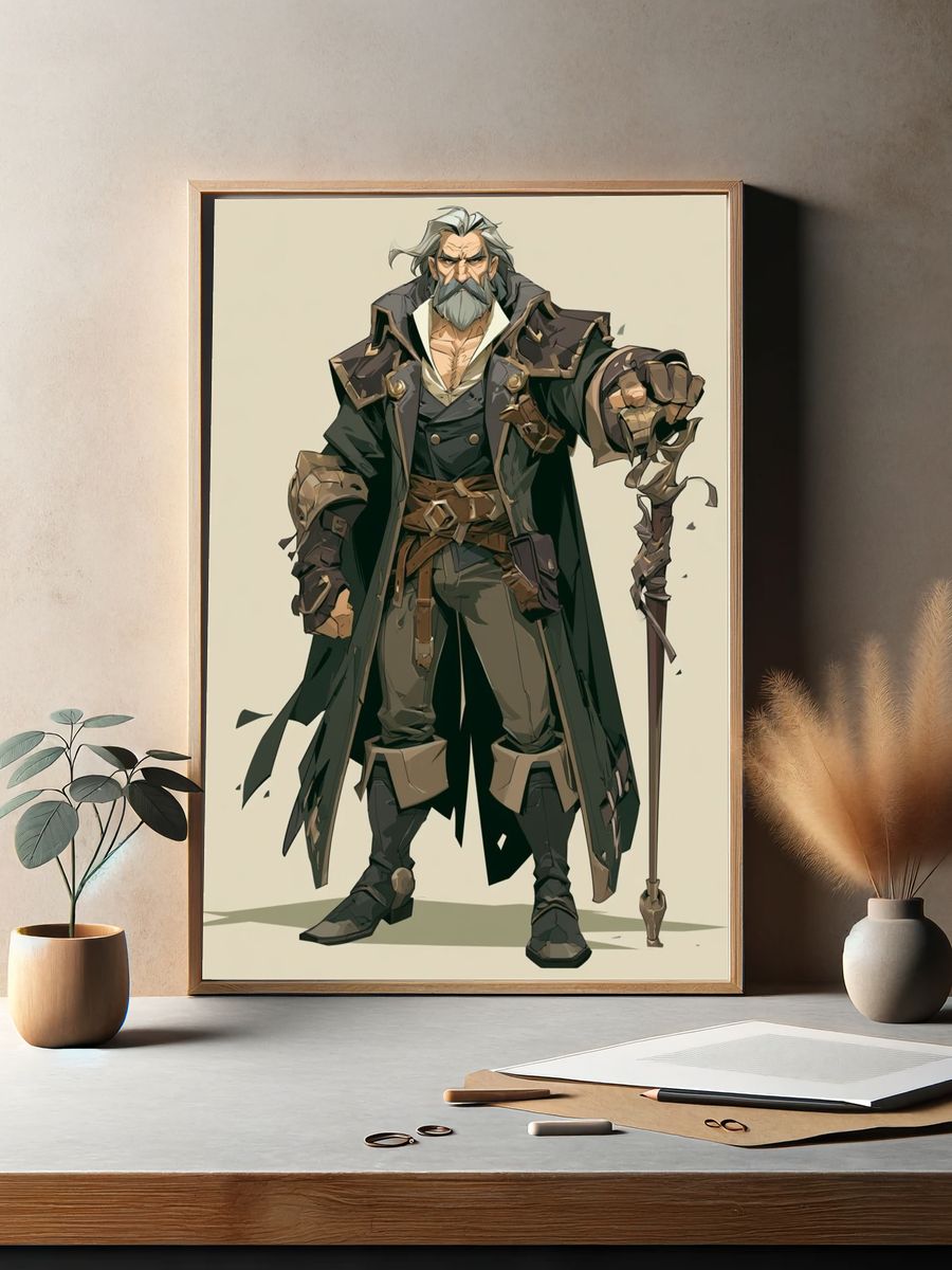 Wandering Warrior Digital Art Poster. — room view 2