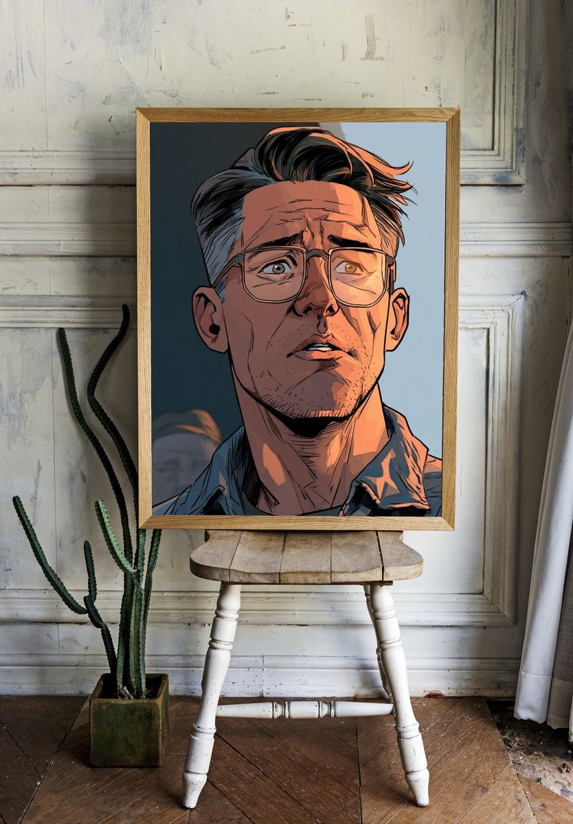 Anxious Man Portrait Illustration Poster. room preview