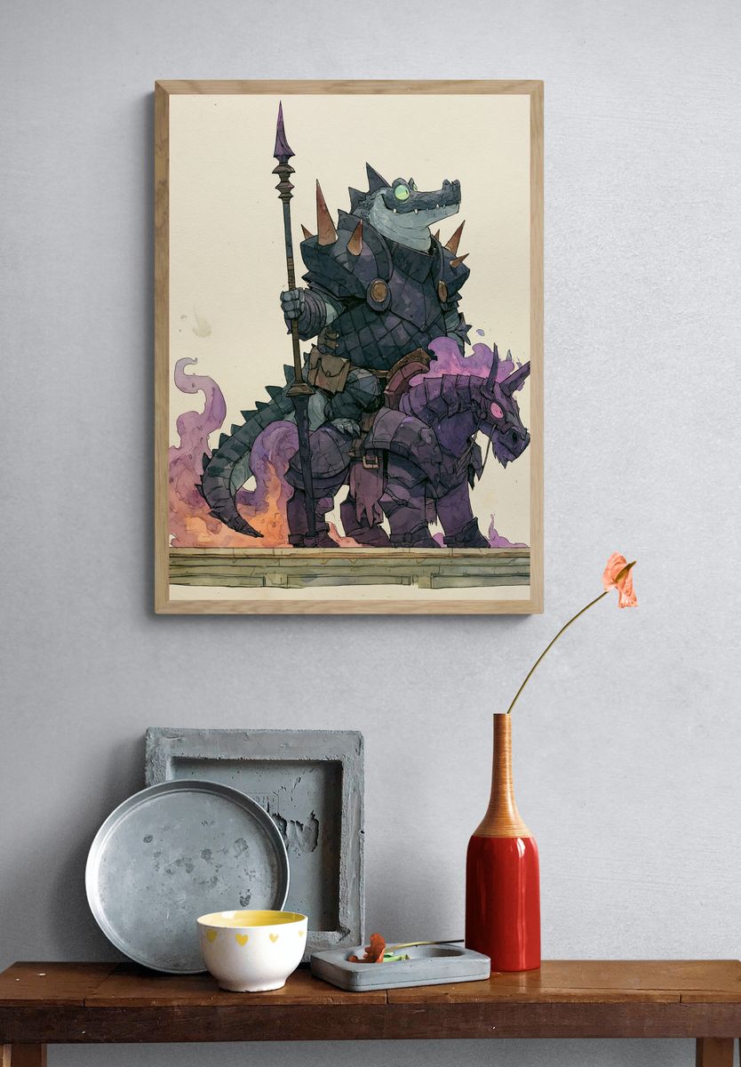 Armored Crocodile Knight Print. — room view 3