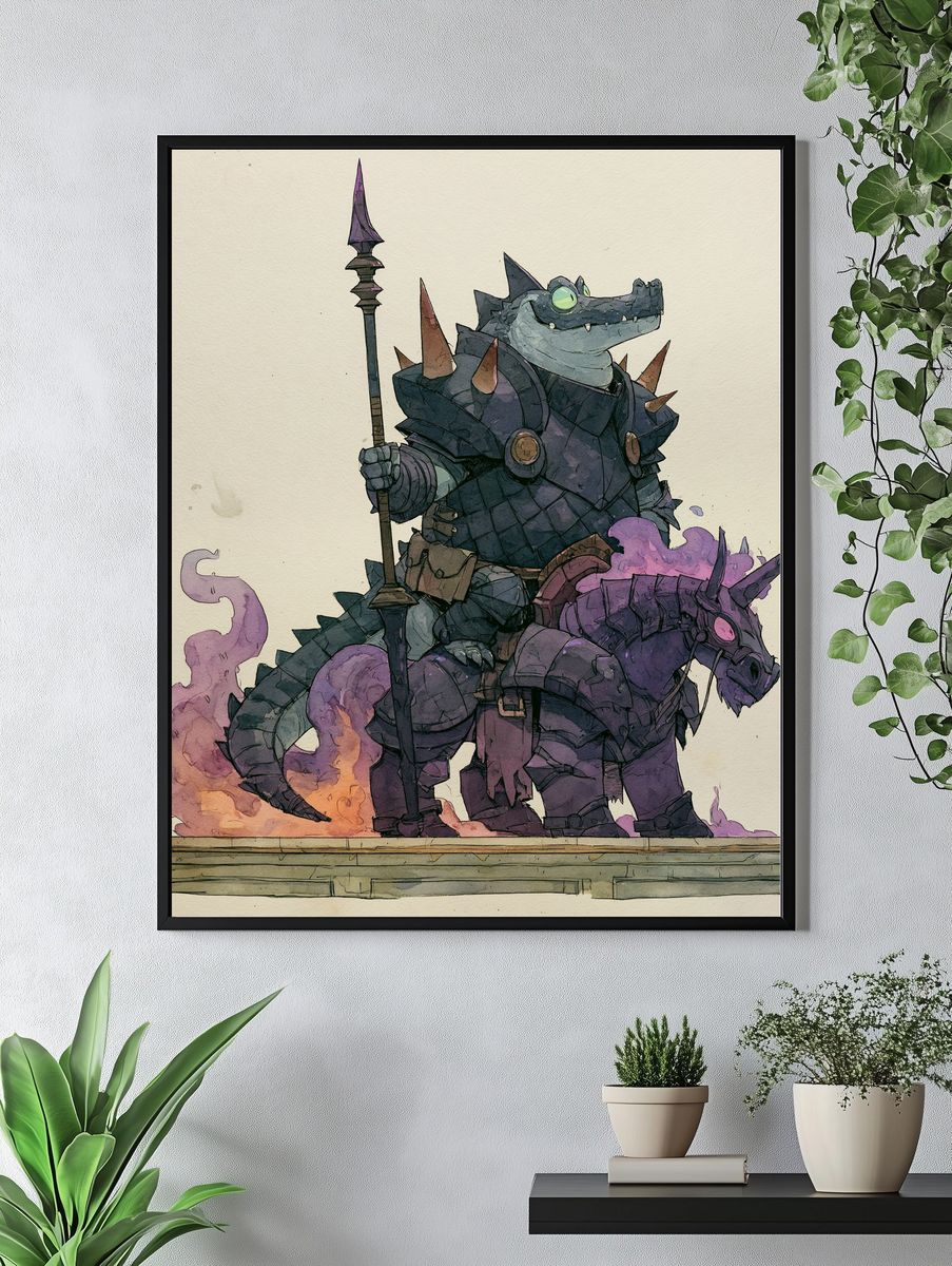 Armored Crocodile Knight Print. — room view 4
